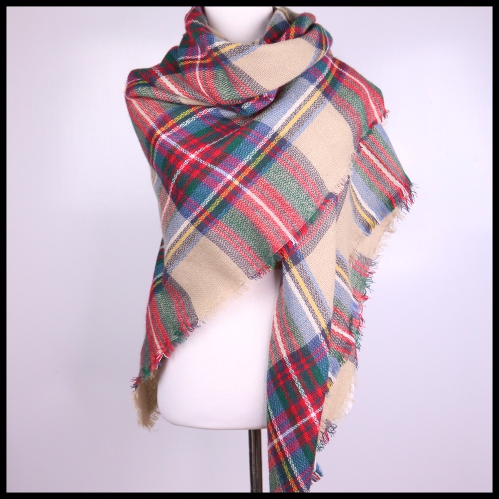 Classic BLANKET SCARF Tartan Plaid Oversized Shawl - Picture 7 of 8